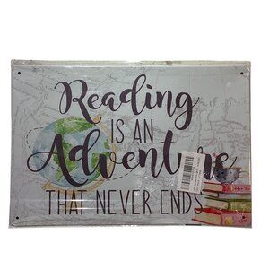 Reading Is An Adventure  Golden Era 12" X 8" Tin Sign New